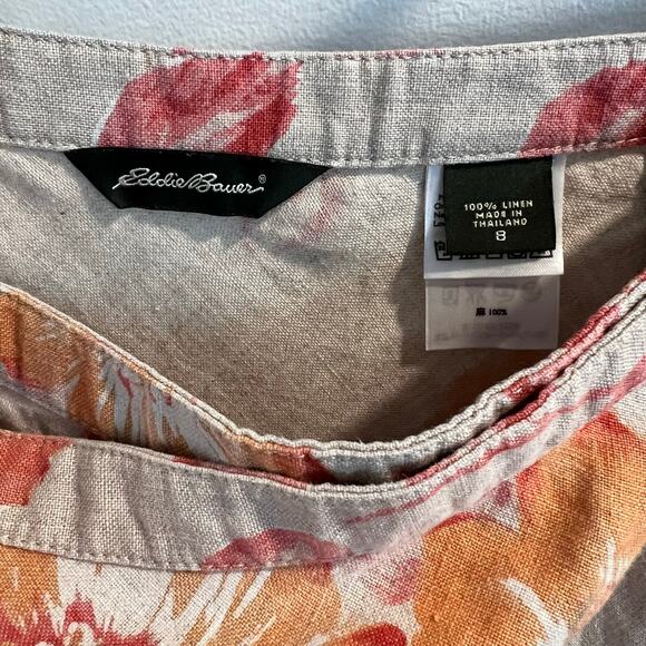 Eddie Bauer Floral 100% Linen Wrap Skirt Size 8 - Picture 4 of 7